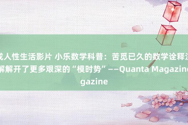 成人性生活影片 小乐数学科普：苦觅已久的数学诠释注解解开了更多艰深的“模时势”——Quanta Magazine