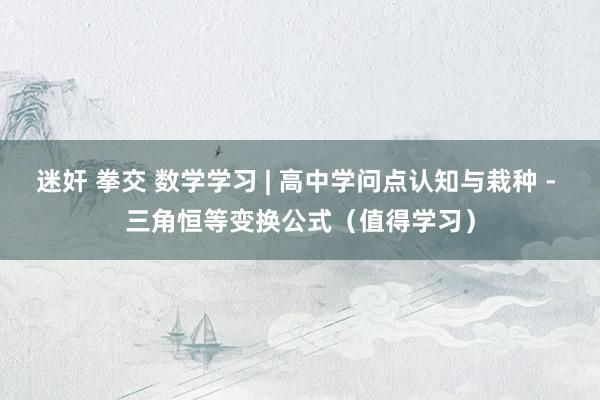 迷奸 拳交 数学学习 | 高中学问点认知与栽种 - 三角恒等变换公式（值得学习）