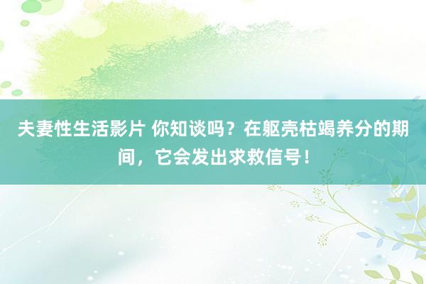 夫妻性生活影片 你知谈吗？在躯壳枯竭养分的期间，它会发出求救信号！