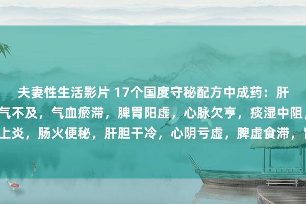 夫妻性生活影片 17个国度守秘配方中成药：肝郁脾虚，心血不及，中气不及，气血瘀滞，脾胃阳虚，心脉欠亨，痰湿中阻，心火更生，<a href=