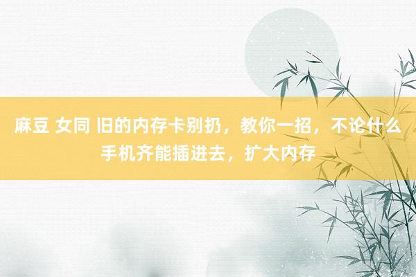 麻豆 女同 旧的内存卡别扔，教你一招，不论什么手机齐能插进去，扩大内存